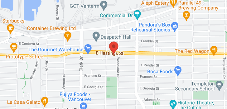 map of 413 1588 E HASTINGS STREET